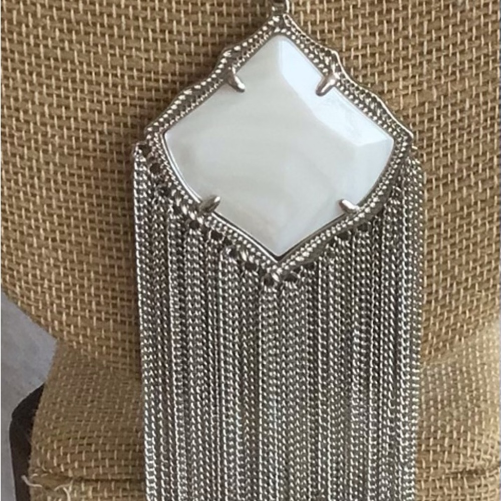 KENDRA SCOTT White, Silver tone Tassel Necklace, Adjustable up to 32”, NWT